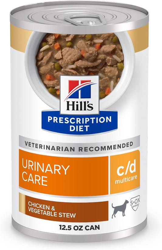 Hill's Prescription Diet c/d Multicare Urinary Care Wet Dog Food, Chicken & Vegetable Stew, 12.5 oz. Cans, 12-Pack