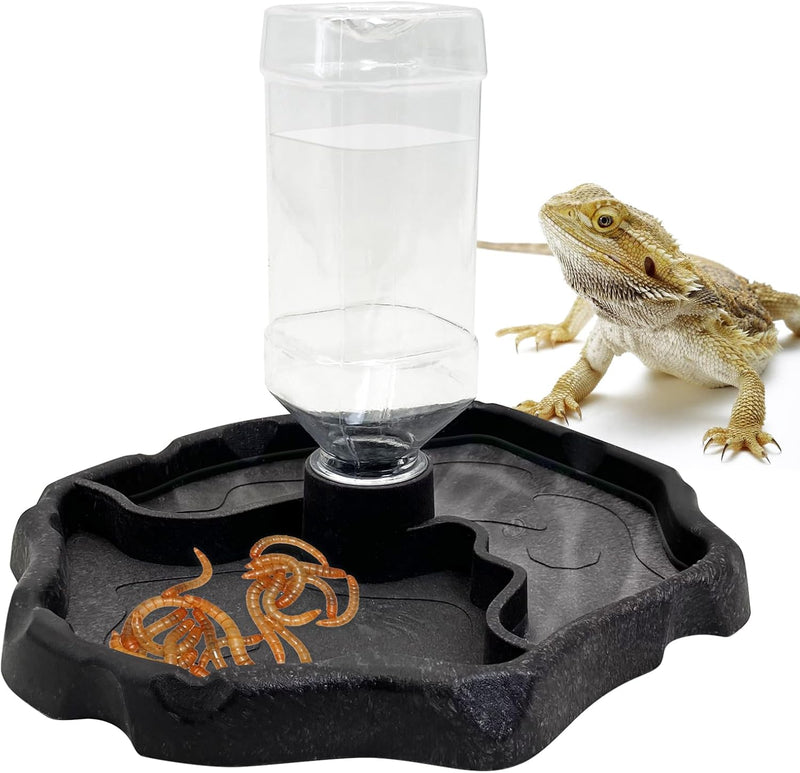 9oz Reptile Water Bottle, Turtle Food and Water Bowl Automatic Feeders Waterer Tortoise Dispenser Bottle Feeding Dish fo