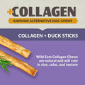 Wild Eats Real Duck Collagen Retriever Bully Sticks for Dogs, 15 Count Pack