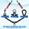 SlowTon Double Leash for Two Dogs, No Tangle & with Two Handles, Red L