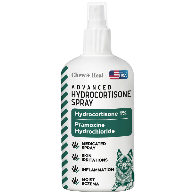 Hydrocortisone Spray for Dogs - Hot Spot Treatment & Itch Relief, 4 oz with Pramoxine - Soothes Dry Itchy Skin, Allergies, Dermatitis, Flea Bites, Aloe Infused, Made in USA - Chew + Heal Labs