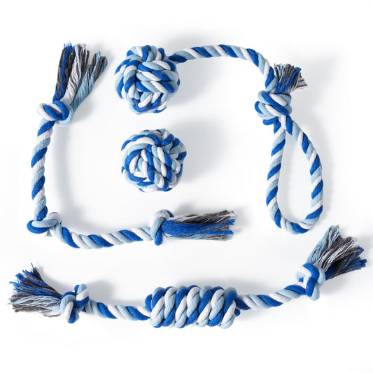 wodoca Dog Rope Toys 4 Pack, Puppy Teething Cotton Knot Chew Rope for Small Medium Dogs, Interactive Tug of War Dog Toys for Boredom, Teeth Cleaning