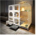 Indoor Cat Cage with Litter Box, Complimentary Cat Bed, Bow, Cat House with Wheels, Large Cat Villa Playpen, Small Animal Dog Kennel Cat Enclosures 42"(L) x 18.2"(W) x 46.2"(H)