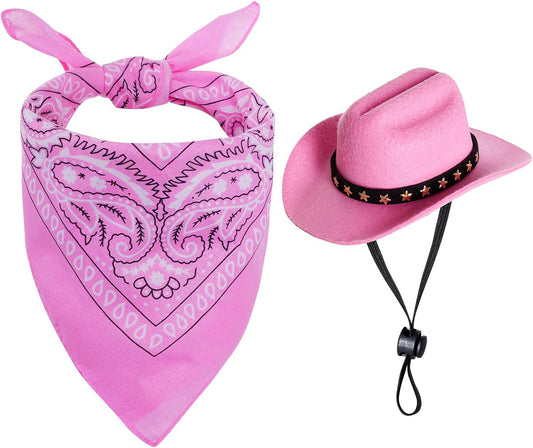 choyaxo Halloween Costumes for Dogs Cat Pet Cowboy Costume Cowboy Hat with Bandana Set for Halloween, Christmas, Holiday