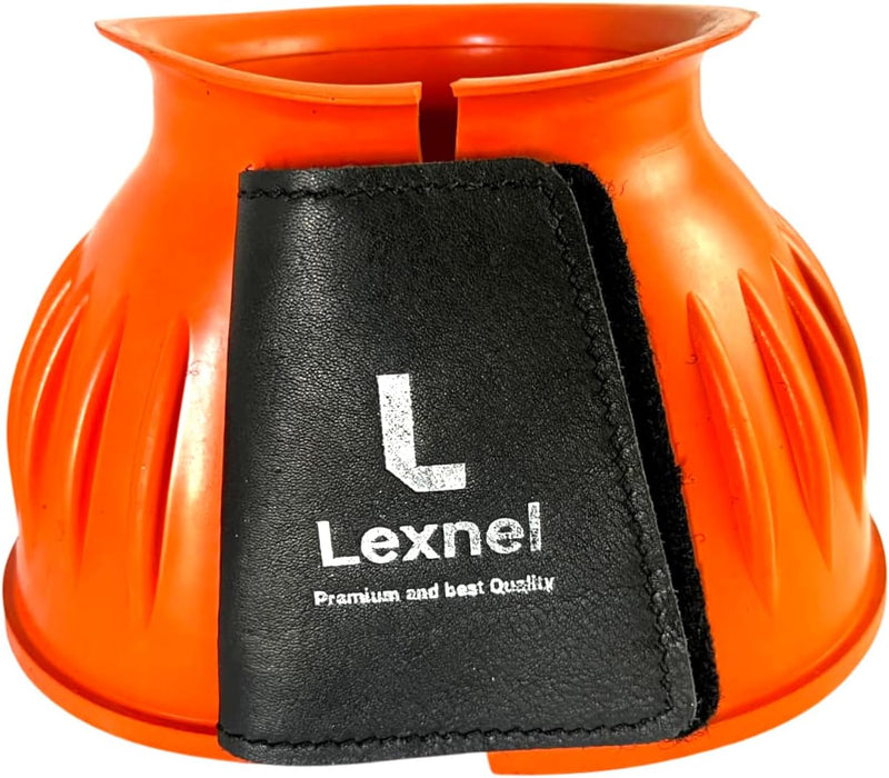 Rubber Horse Bell Boots – Durable Overreach Protection & Secure Hook-and-Loop Closure (L-Orange)