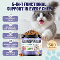Cat Allergy Relief Chews with Omega 3 & Multivitamins, 500 Crunchy Chews