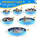 Foldable Dog Pool, Collapsible Dog Swimming Pool 72"x12" Blue