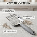 Vitisyao 4-in-1 Cat Litter Scoop with Holder, Cat Litter Box Organizer Cleanup Kit - Sweeper & Dustpan, Aluminum Kitty Litter Scooper and Storage Caddy (Gray)
