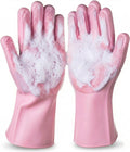NVNAN Dog Bath Gloves for Washing, Pet Grooming Gloves with Shampoo Brush, Dog Bath Brush for Dogs and Cats, Essential Dog Bath Supplies (1 Pair, Pink)