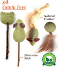 Kidpet 12 Pack Catnip & Silvervine Cat Toys — Organic Catnip Balls, Mice, Plush Kicker & Chew Sticks for Kittens & Adult Cats — Stress Relief, Teeth Cleaning, Hairball Aid, Indoor Interactive Play