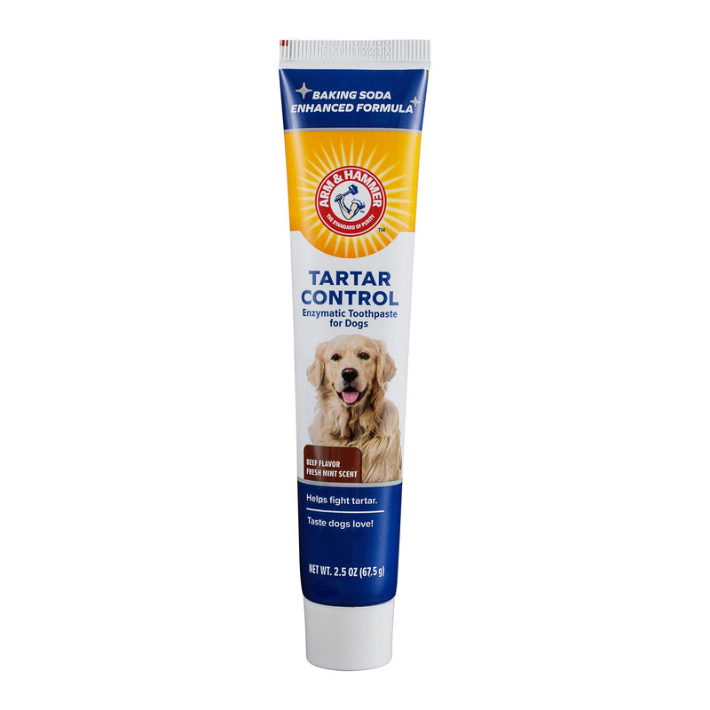 Arm & Hammer for Pets Tartar Control Enzymatic Dog Toothpaste, Reduces Plaque & Tartar Buildup, Infused with Baking Soda, Safe for All Dogs and Puppies, Beef Flavor, 2.5 Oz