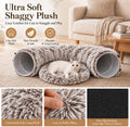 LUCKITTY Warm Fluffy Plush Cat Tunnel Bed Under Christmas Tree Big Tube Playground Toys 3 FT Diameter Longer Crinkle Collapsible 3 Way, for Indoor Cat Kitty Kitten Puppy Rabbit Ferret Brown