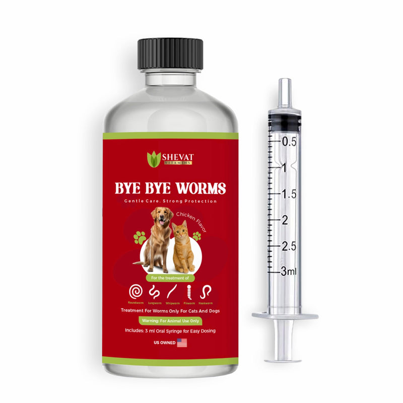 Bye Bye Worms – Advanced Dewormer for Cats & Dogs | Safe & Effective Liquid Worm Treatment | Chicken Flavor | 2 oz