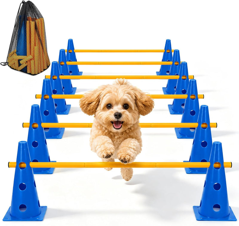 Dog Agility Course Backyard Set, 12 Cones & 6 Poles