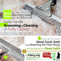 Pet Hair Carpet Rake, Multi-Surface Brush & Broom for Fluffy Rugs & Carpets