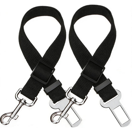 Elisel Elisel 2 Packs Adjustable Length Pet Dog Cat car seat Belt Pet seat Belt Pet Accessories for Dogs Cats and Pets (Black)