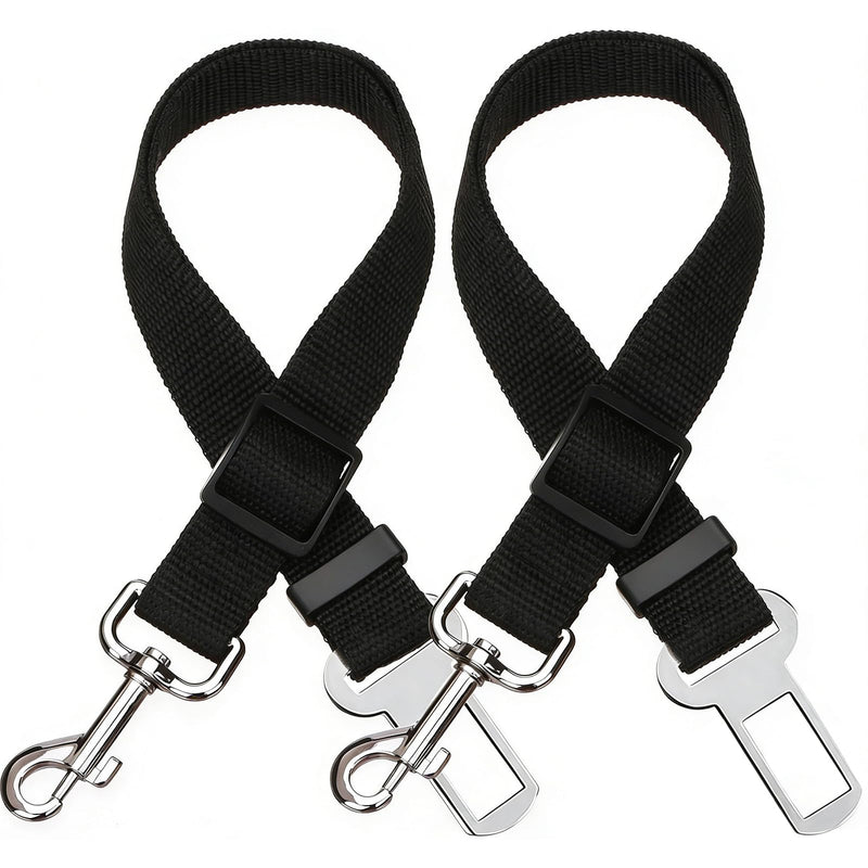 Elisel Elisel 2 Packs Adjustable Length Pet Dog Cat car seat Belt Pet seat Belt Pet Accessories for Dogs Cats and Pets (Black)