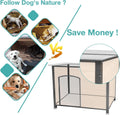 Suumerpety Feral Dog House Outdoor,Anti Bite Iron Frame Dog Kennel,Wood Warm Pets Home,Insulated Weatherproof Outside Sh
