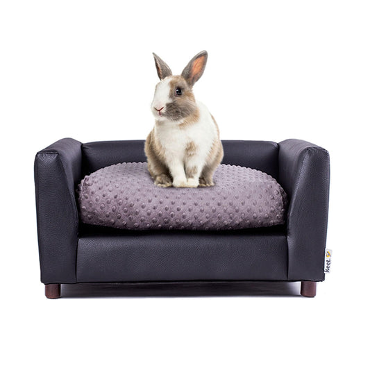 Keet Fluffy Deluxe Pet Bed, Sofa Charcoal, Small