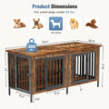 DUMOS 54" Dog Crate Furniture for 2 Dogs with Divider, Brown