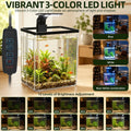 1.5 Gallon Aquarium Small Fish Tank Starter Kit with Filtration & LED Light & Fishing Net for Betta Shrimp Guppy Goldfis