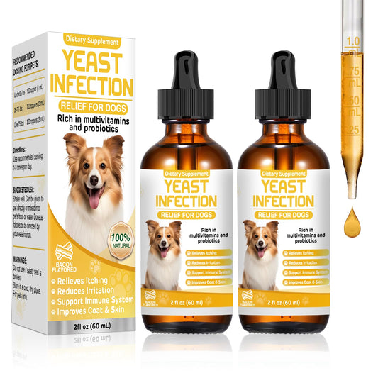 Yeast Infection Treatment for Dogs,Dog Ear Infection Treatment,Itchy Ear,Skin&Allergy Symptoms Relief-Reduces Inflammation&Relieves Irritation,Dog Supplement Drops with Multivitamins Probiotics