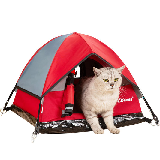 GDanes Cat House Portable Indoor/Outdoor Red Cat Tent for Cats and Small Dogs with Soft Pad