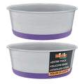 Master Pet Supply Stainless Steel Dog Bowls Set of 2 with Extra Thick Silicone Base - 8 Cup (64 oz) Plum Crazy, Non-Slip, Dishwasher Safe Metal Bowls, Pet Dog Food Bowl for Dogs, Cats, Anti Rust