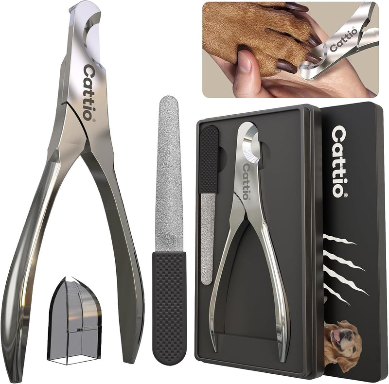 Cattio Dog Nail Clippers - All Steel Material, Built-in Spring,Heavy Duty Dog Nail Trimmer Full Metal Razor Sharp Professional for All Dogs Cats with Thick Toena,Dog Nail Trimmers