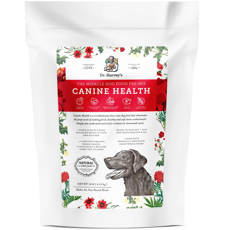 Dr. Harvey's Canine Health Miracle Dog Food, Human Grade Dehydrated Base Mix for Dogs with 9 Vegetables and 6 Organic Whole Grains (10 Pounds)