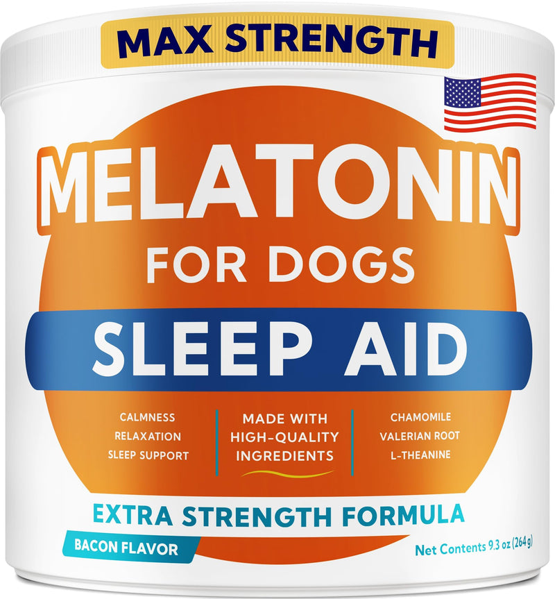 GOODGROWLIES Melatonin for Dogs to Sleep 6mg - Doggie Sleep Aid Treats - Sleeping Pills for Anxiety - Extra Strength Calming Chews Large & Medium Breed Help Sleep at Night - Made in USA - 120Ct