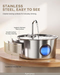Cat Water Fountain Stainless Steel Indoor with 3 Filters, 2 Flow Modes