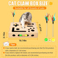 Large Cat Nail File Box, Sturdy Wood Cat Scratch Puzzle Enrichment Box