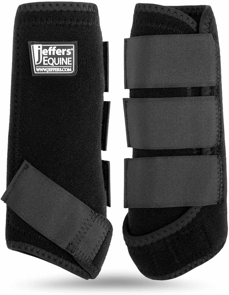 Jeffers Equine Protective Horse Boots 1 Pair Black, Safe Neoprene Leg Guards & Comfortable Fit, Durable Strap Closures, 