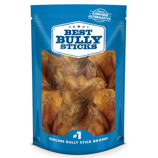 Best Bully Sticks Pig Ears for Dogs - 12 Count (Pack of 1) - All-Natural, USA Baked and Packed, Single Ingredient, 100% Pork, Easily Digestible - Puppies, Small, Medium, Large