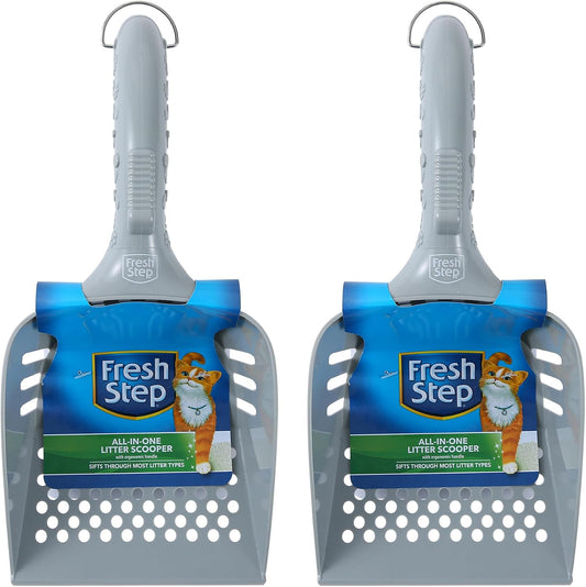 Fresh Step All In One Litter Scoop - Fast and Easy to Use Cat Litter Scooper - Deep Shovel Ergonomic Handle Grip Kitty Litter Scooper to Scoop Away Cat Litter