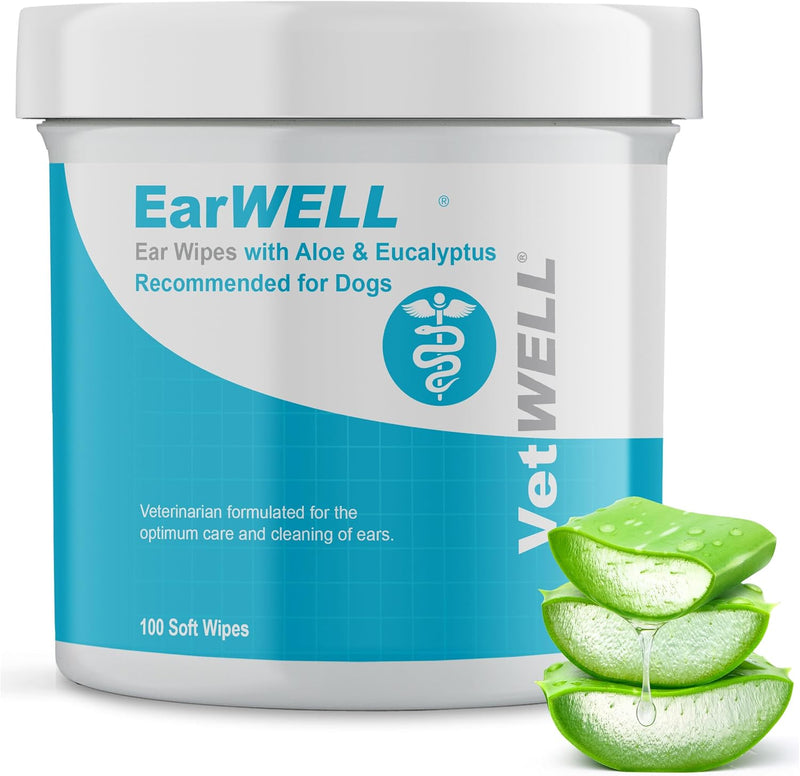 VetWELL EarWELL Dog Ear Wipes - Otic Cleaning Wipes - 100ct
