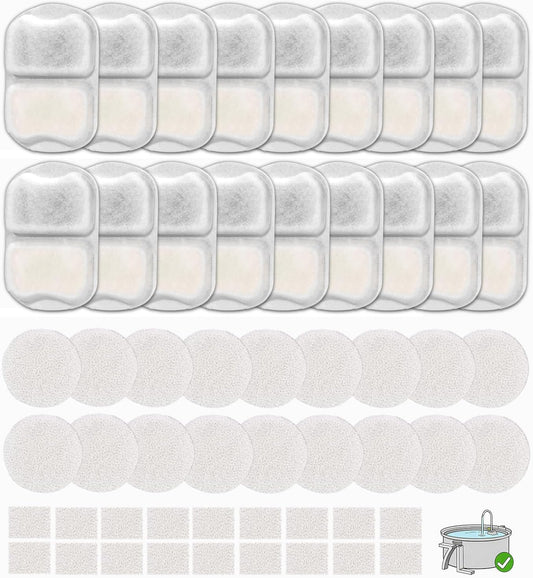 18 Sets Pet Water Fountain Filter Replacement Compatible with Oneisall PWF-002 7L/230oz Dog Water Fountain, Dog Water Bowl Filters with Pre-Filters and Pump Sponges