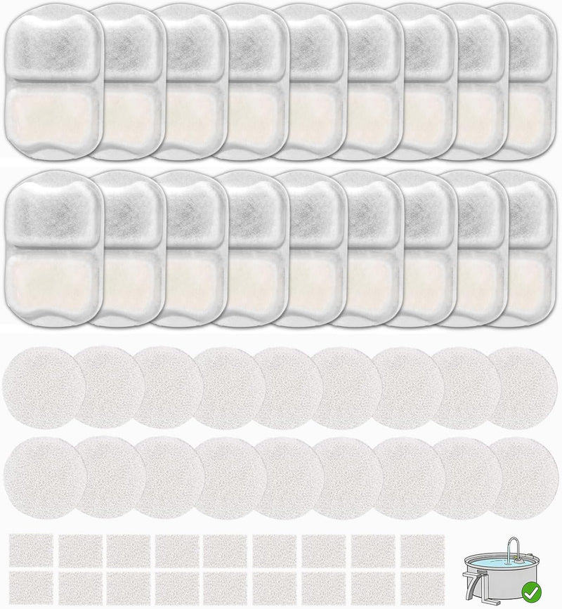 18 Sets Pet Water Fountain Filter Replacement Compatible with Oneisall PWF-002 7L/230oz Dog Water Fountain, Dog Water Bowl Filters with Pre-Filters and Pump Sponges