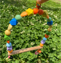 GUANLANT Wooden Bird Swings for Large Parrots, Cockatiel Perch Parakeet Swing Hanging Birdcage Stands Playground Play Gyms Accessories Colorful Beads Climbing Toy for Lovebirds Conures Budgies