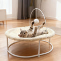 Elevated Cat Bed - 66LBS Weight Capacity Cat Hammock Bed for Large Indoor Cats & Small Dogs, All-Season Plush & Breathable Mesh Mat, Raised Pet Supplies with Sturdy Metal Frame, Cream White
