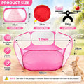 Rypet Guinea Pig Playpen Pop-Up, Outdoor Yard Fence for Small Pets,Pink