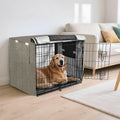 Beige Black Stripes Dog Crate Cover 48in Pet Kennel Cover