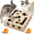 Cat Scratch Puzzle Enrichment Box with Bell Ball, Large Cat Nail File Enrichment Box with Sandpaper Liner, Stress-Free A
