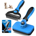 Professional 3PCS Self Cleaning Slicker Brush & Pet Grooming Rake & Flea Comb for Dogs,Cats and Horses | Double-Sided De