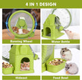VANNON 4 in 1 Quiet Hamster Exercise Wheel, Multi Functional Hamster House with Running Wheel, Water Bottle, Food Bowl a