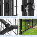 4x4x4.5ft Outdoor Dog Kennel, Metal Heavy Duty Dog Run with Rotating Door & 2 Adjustable Bowls, Dog Kennel Outside with 