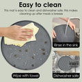 AVYDIIF Pet Feeding Mats for Food and Water, Waterproof Anti-Slip Placemats for Dog Cat Bowl, 1 Pack Silicone Pet Food Mat, Dishwasher Safe 10.9 × 10.9 (1 Beige, Small Paws)