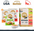 Because It’s Better Pate Complete Meal - Wet Cat Food - Variety Pack - Ocean, Turkey & Chicken Flavors - Organic, Balanced, Smooth Pate Texture, Human-Grade Ingredients, 2.6 oz Pouches (12 Count)