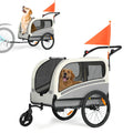Sepnine Dog Bike Trailer, Supports up to 110 lbs, 2-in-1 Pet Stroller Cart Bicycle Carrier, Easy Folding Cart Frame with Quick Release Wheels, Universal Bicycle Coupler, Non-Slip Floor, Internal Leash